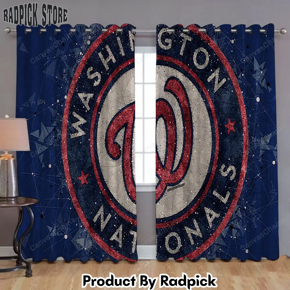 Radpick washington nationals american baseball club window curtains geometric blue abstract national league curtains living room curtains for window rp852101